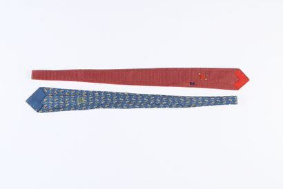 HERMES Paris. 
Two silk ties, the first with...