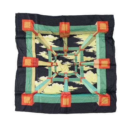 HERMES. Silk square 66 cm, geometric design...