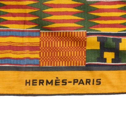 HERMES. Cotton shawl with Native American...