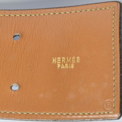 HERMES. Large navy leather lady's belt with...