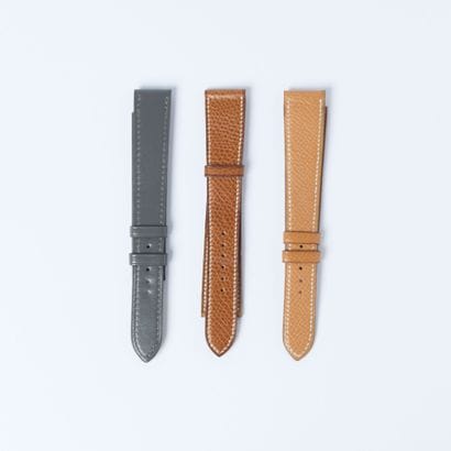 HERMES. 3 watchbands in grey leather 11.8...
