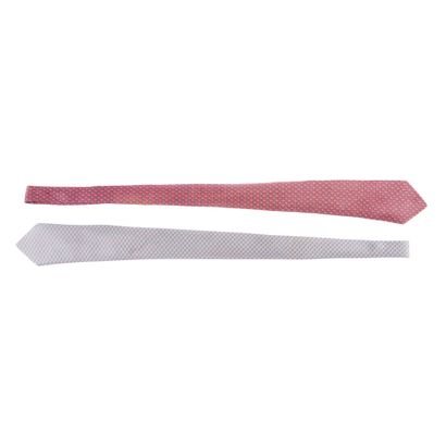 HERMES. 2 silk ties: interlacing and red...