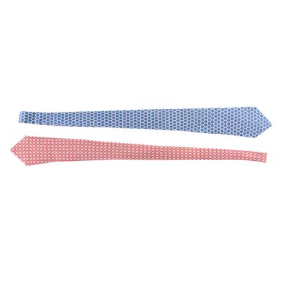 HERMES. 2 silk ties: cords and blue background,...