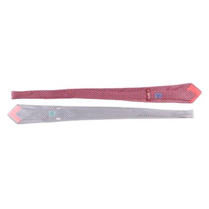 HERMES. 2 silk ties: interlacing and red...