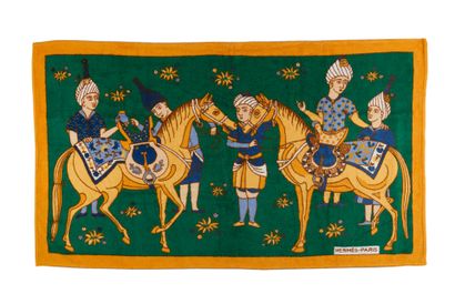 HERMES. Cotton bath towel decorated with...