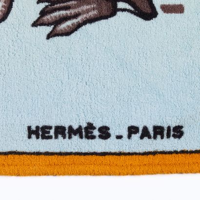 HERMES. Cotton bath towel with penguin design,...
