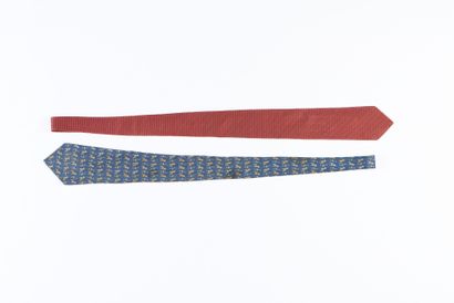 HERMES Paris. 
Two silk ties, the first with...