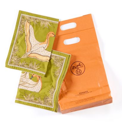 HERMES. 4 cotton placemats with duck design,...