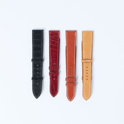 HERMES. 4 leather watchbands red 11 cm/ black...