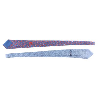 HERMES. 2 silk ties: triangles and blue background,...