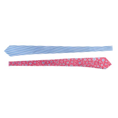 HERMES. 2 silk ties: interlacing and blue...