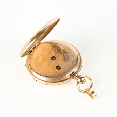 Guilloché gold collar watch engraved with...