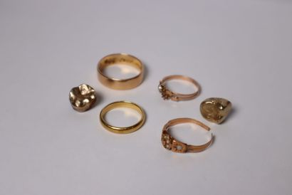 Lot of gold debris: dental gold, rings, wedding...