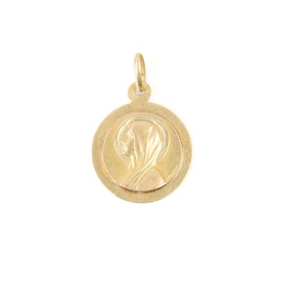 Gold (750‰) medal of the Virgin, engraved...