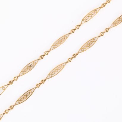 Gold watch chain (750‰), filigree oval mesh....