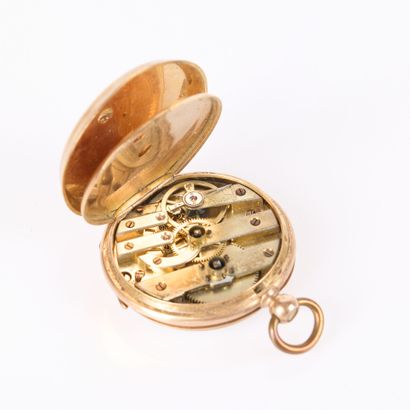 Guilloché gold and black enamel collar watch,...