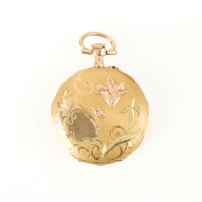 Three-tone gold collar watch decorated with...