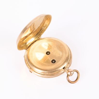 Guilloché gold and black enamel collar watch,...