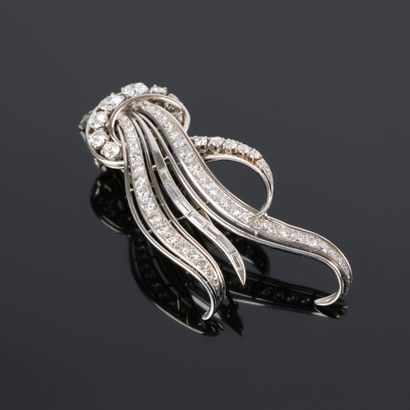 Gold and platinum spray brooch entirely set...