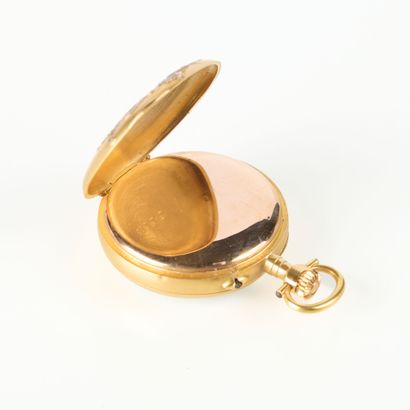 Gold collar watch set with diamond chips,...