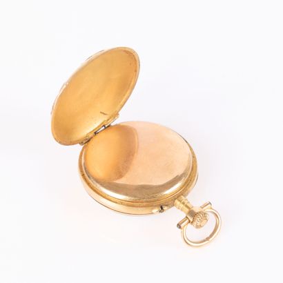 Three-tone gold collar watch with floral...