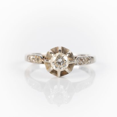 Solitaire ring in platinum or white gold...
