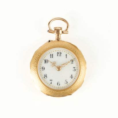 Three-tone gold collar watch decorated with...