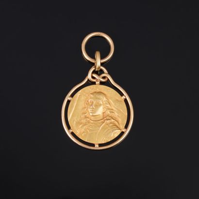 Important gold medal (750‰) of Saint Joan...