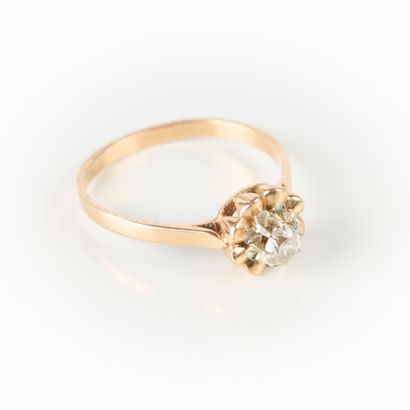 Solitaire ring in two-tone gold set with...