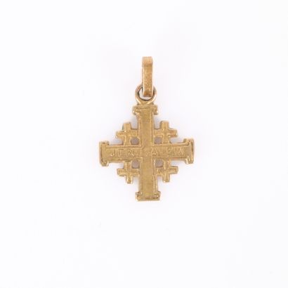Gold pendant (585‰), Jerusalem cross. Length...