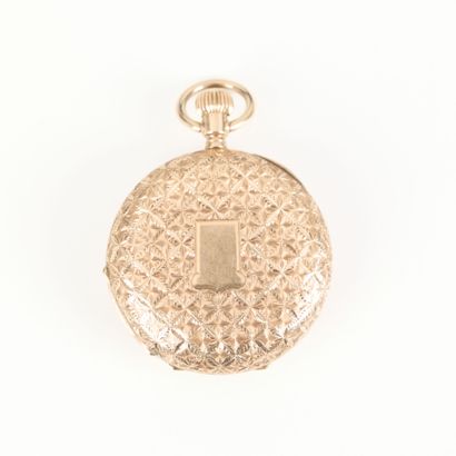 Engraved and enameled gold collar watch,...
