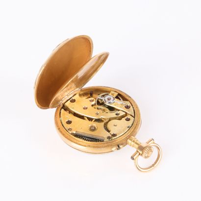 Three-tone gold collar watch with floral...
