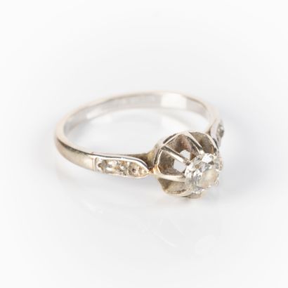 Solitaire ring in platinum or white gold...