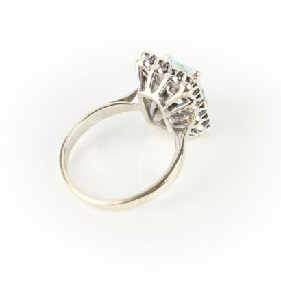 White gold ring set with a rectangular cut...