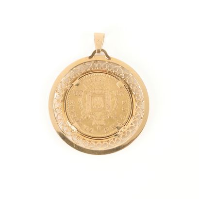 Gold pendant set with a gold coin: 20 FF...