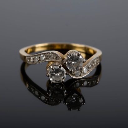 toi et moi ring in two-tone gold set with...