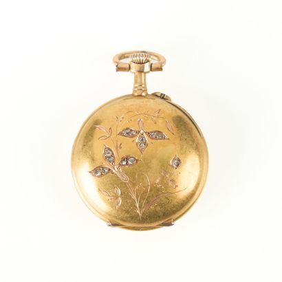 Gold collar watch set with diamond chips,...