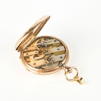 Guilloché gold collar watch engraved with...