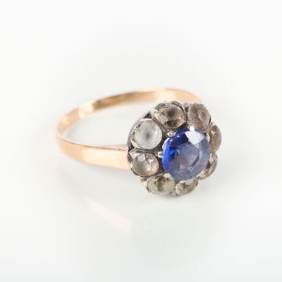 . Rose gold and silver daisy ring set with...