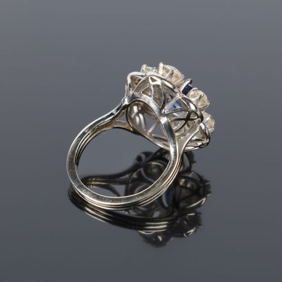 White gold (750‰) and platinum daisy ring,...