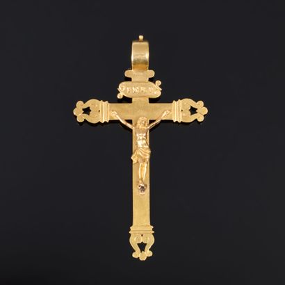Gold cross pendant (750‰), 19th century....