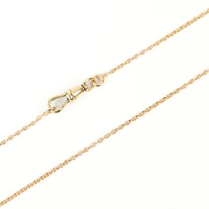 Long gold sautoir, round link, snap hook...