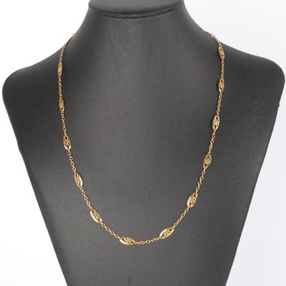 Gold chain (750‰), round mesh interspersed...