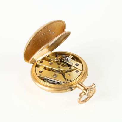 Gold collar watch set with diamond chips,...