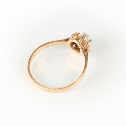 Solitaire ring in two-tone gold set with...