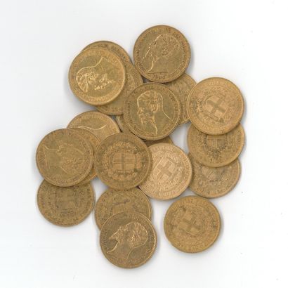 20 monnaies or : 20 Lires Victor Emmanuel...