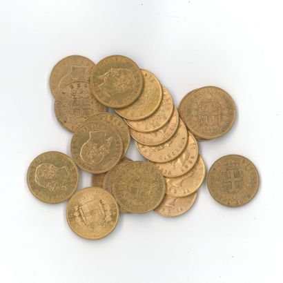 20 monnaies or : 20 Lires Victor Emmanuel...