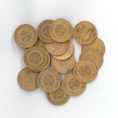 20 monnaies or : 20 FF Génie 1877 A