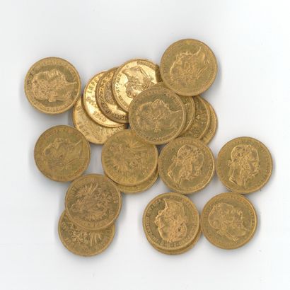 20 monnaies or : 8 Florins Autriche François-Joseph...
