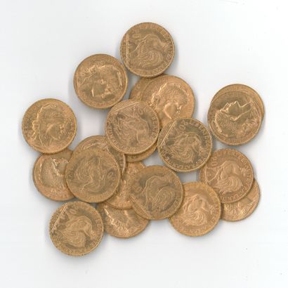 20 monnaies or : 20 FF Coq 1905